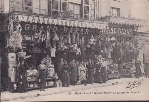 CPA Meaux, Le Grand Bazar de la rue du Marche, ungelaufen