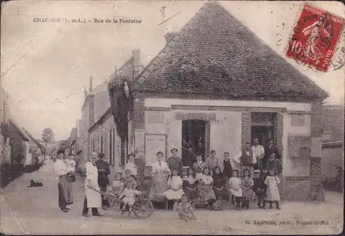 CPA Chaudon, rue de la Fontaine, courue en 1909