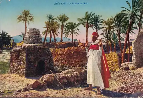 CPA Maroc, La Prière du Soir, inachevée-date 1909