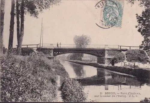 CPA Bondy, Pont d Aulnay, sur le Canal de l Ourcq, gelaufen