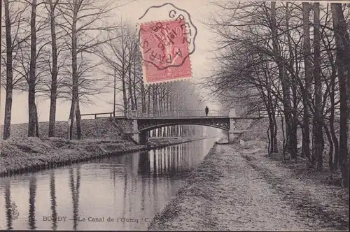 CPA Bondy, Le Canal de l'Ourcq, couru en 1906