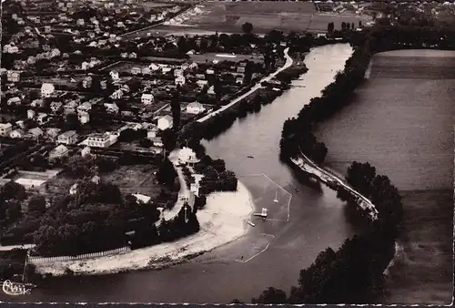 CP Gournay, Vue aérienne sur la Marne, La Plage, inachevée en 1957