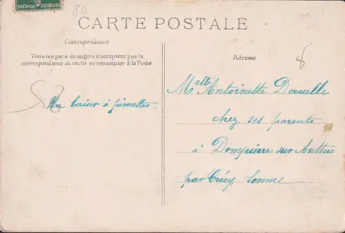 CPA Abbeville, Un Baiser, gelaufen 1907