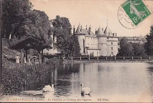 CPA Chastellux sur Cure, Le Chateau l Etang des Cygnes, gelaufen 1913