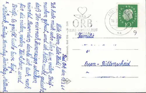 Bad Orb im Orbtal, Cafe Waldfriede, Orbtal, Wildpark, gelaufen 1961