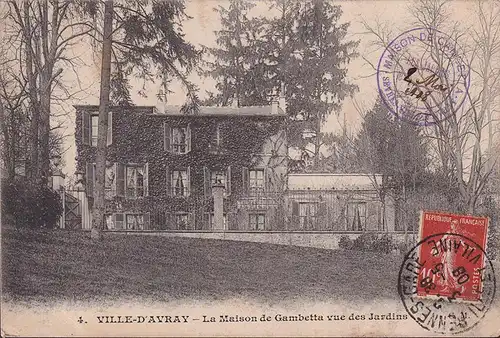 CPA Ville d Avray, La Maison de Gambetta vue des Jardins, gelaufen 1908