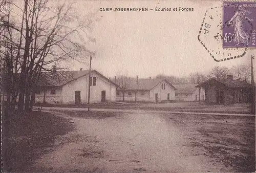 CPA Oberhoffen, Le Camp, Ecuries et Forges, gelaufen 1929