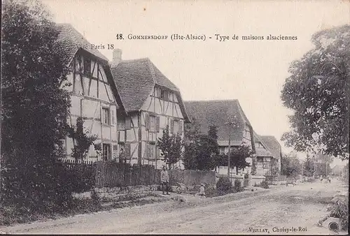 CPA Gommersdorf, Type de maisons alsaciennes, ungelaufen