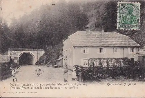 AK Deutsch französische Grenze Bussang und Wesserling, Restaurant A. Murat, gelaufen 1906