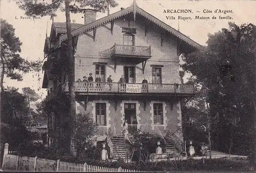 CPA Arcachon, Villa Riquet, Maison de famille, gelaufen 1907