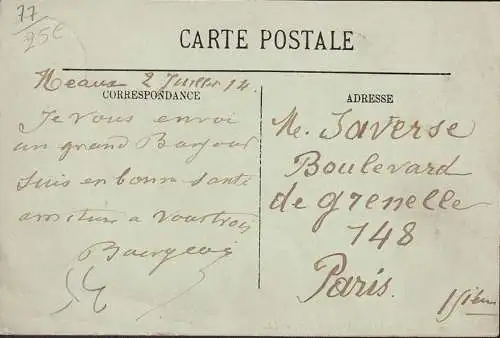CPA Meaux, Le Marche aux Fruits, gelaufen 1911