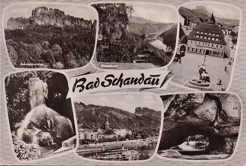 AK Bad Schandau, Ferienheim, Kuhstall, Wasserfall, Emmabank, ungelaufen