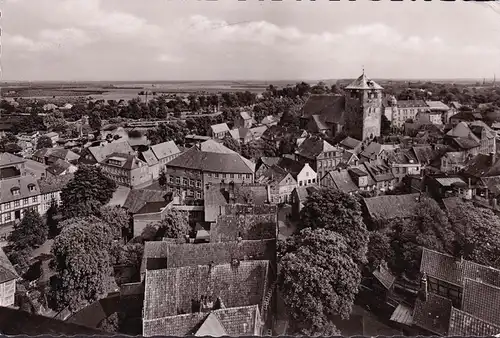 AK Stade, Elbe, Panoramaansicht mit Wilhaldi Kirche, gelaufen 1957