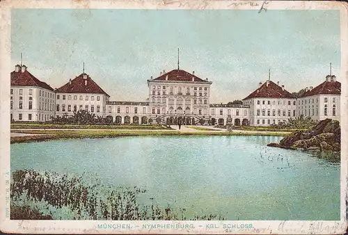 AK München, Nymphenburg, Königlisches Schloß, gelaufen 1904