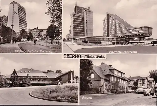 AK Oberhof, Postamt, Ferienheim Rennsteig, Interhotel, ungelaufen
