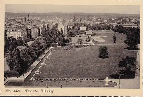 AK Wiesbaden, Blick vom Bahnhof, ungelaufen-datiert 1956