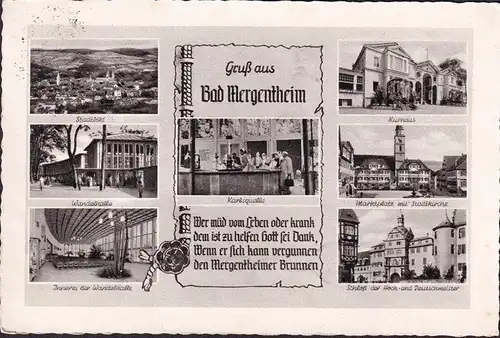 AK Bad Mergentheim, Kurhaus, Marktplatz, Wandelhalle, gelaufen 1955