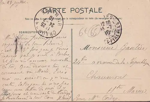 CPA Tarbes, Vue sur L Adour et les Pyrenees, Tuileirie, gelaufen 1910