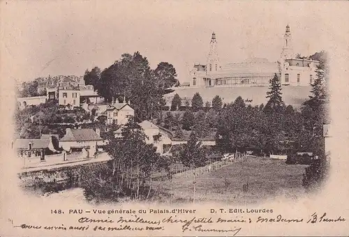 CPA Pau, Vue generale du Palais d Hiver, gelaufen 1905
