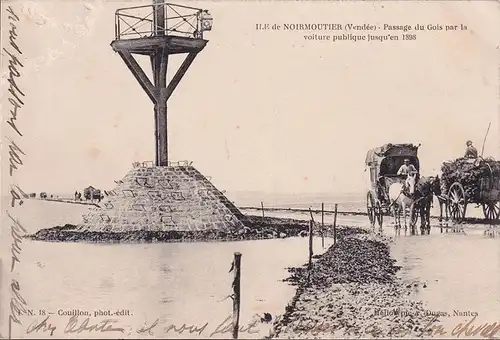 CPA Noirmoutier, Passage du Gois par la voiture publique jusqu en 1898, ungelaufen