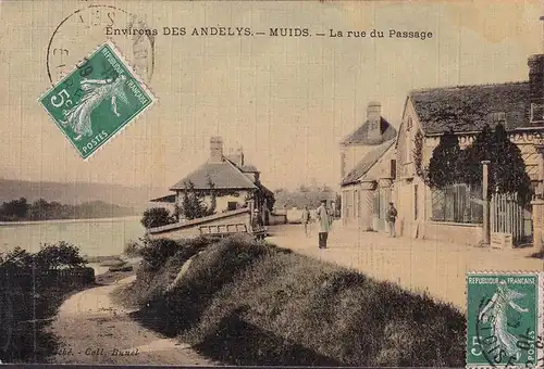 CPA Muids, La rue du Passage, gelaufen 1909