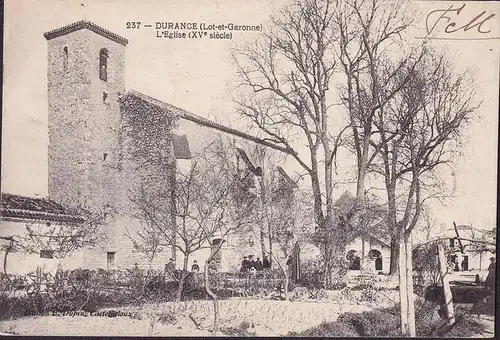CPA Durance, L Eglise, 117 Regiment d Artillerie Lourde, gelaufen 1916