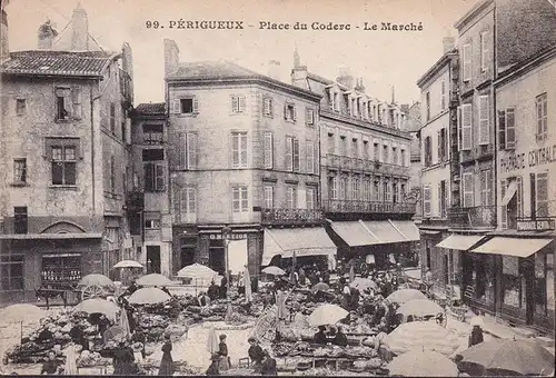 CPA Perigueux, Place du Coderc, La Marche, Epicerie, Pharmacie, ungelaufen