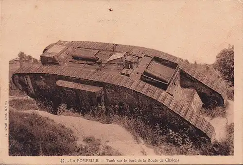 La Pompelle, Tank sur le bord de la Route de Chalons