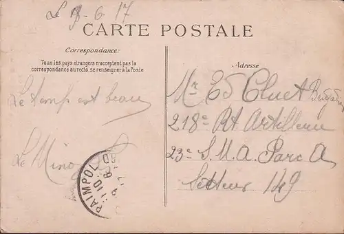 CPA Proprietaire des Environs de Quimper, gelaufen 1917