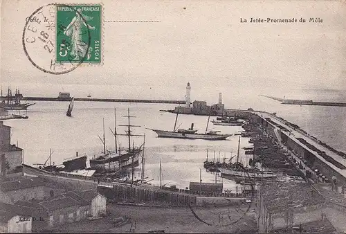 CPA Cette, La Jete Promenade du Mole, gelaufen 1916