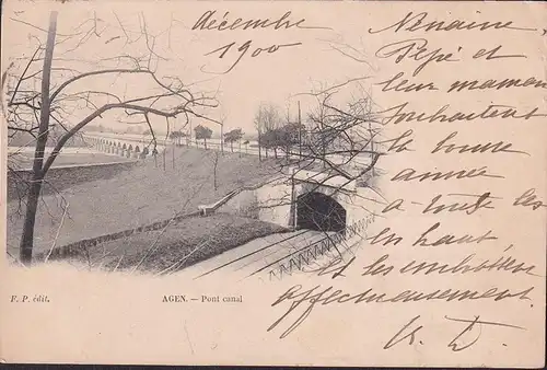 CPA Agen, Pont Canal, gelaufen 1900