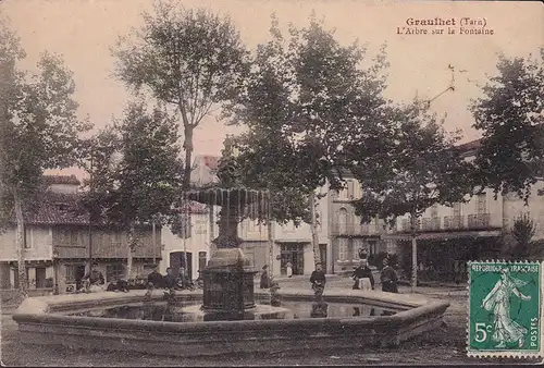 CPA Graulhet, L Arbre sur la Fontaine, gelaufen