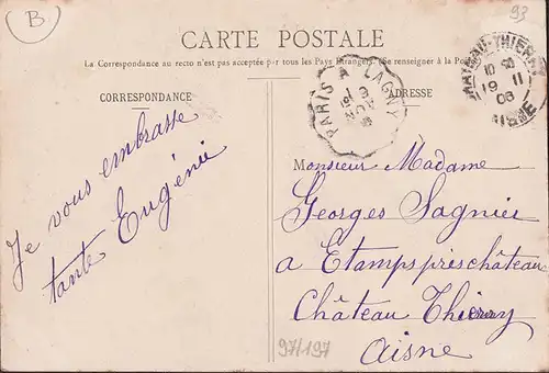CPA Le Raincy, Le Rond Point de Montfermeil, Tramway, gelaufen 1906