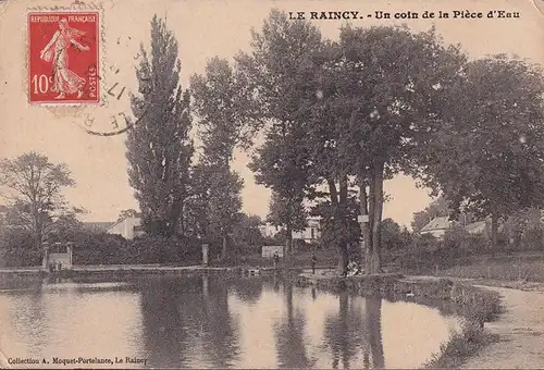 CPA Le Raincy, Un coin de la Piece d Eau, gelaufen 1911