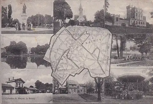 CPA Le Raincy, La Gare, Eglise, Statue, Kiosque, ungelaufen