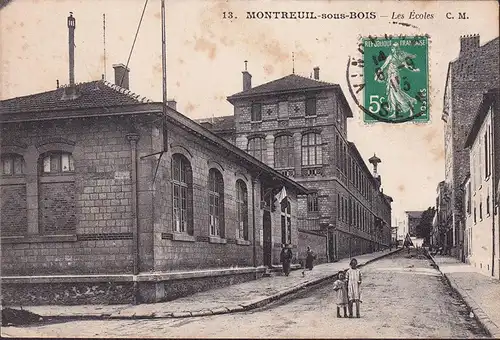 CPA Montreuil, Les Ecoles, gelaufen 1915