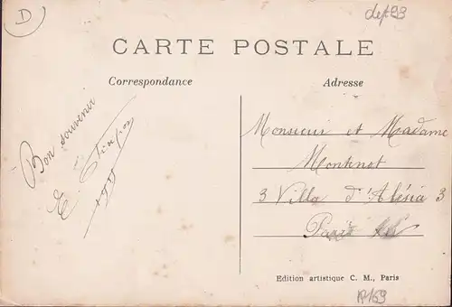 CPA Montreuil, Les Ecoles, gelaufen 1915