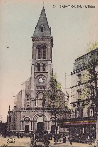 CPA Saint Ouen, L Eglise, Grand Hotel, ungelaufen