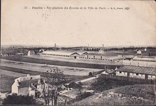 AK Pantin, Vue generale des Ecures de la Ville de Paris, gelaufen 1914