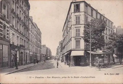 AK Pantin, Rue Magenta, prise de la Route d Aubervilliers, Tramway, ungelaufen