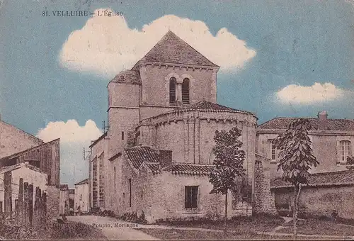 AK Velluire, L Eglise, gelaufen 1928