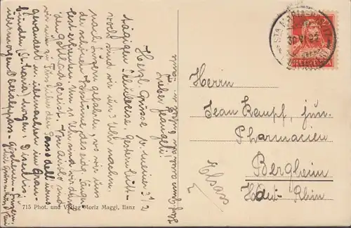 Sta. Maria mit Piora Pass, Sta. Maria Hospiz Stempel, gelaufen 1922