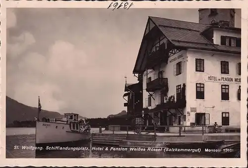 AK St. Wolfgang, Dampfschiffslandungsplatz, Schiff Austria I, Hotel Weisses Rössl, ungelaufen