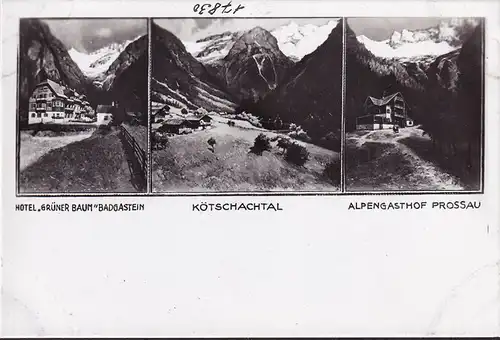 AK Gad Gastein, Hotel Grüner Baum, Alpengasthof Prossau, Kötschchtal, ungelaufen