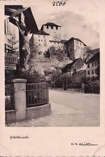 AK Feldkirch, Schloss Schattenburg, Zum Bahnhof, ungelaufen