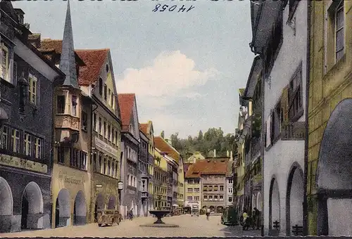 AK Feldkirch, Marktgasse, Metzgerei, Brunnen, ungelaufen