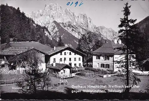 AK Weißbach bei Lofer, Gasthaus Hirschbühel gegen Mühlsturzhorn, ungelaufen