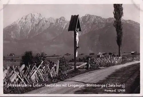 AK Lofer Saalfelden, Straßenpartie mit Leonganger Steinberge, ungelaufen