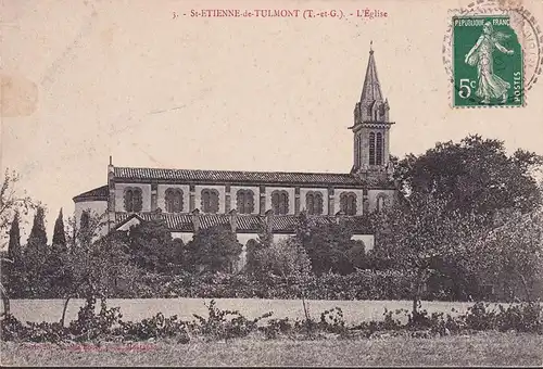AK Saint Etienne de Tulmont, L Eglise, gelaufen 1908