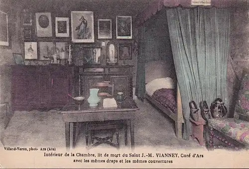 AK Ars sur Formans, Interieur de la Chambre, lit de mort du Saint J. M. Vianney, ungelaufen